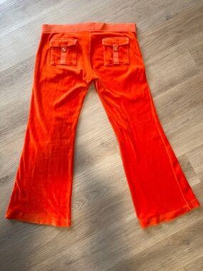 JUICY COUTURE Vintage Y2k Orange Butt Pockets Velour Flare Track Sweatpants